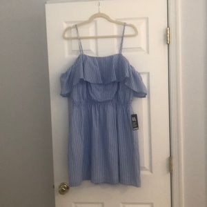 Express off the shoulder blue striped dress size L